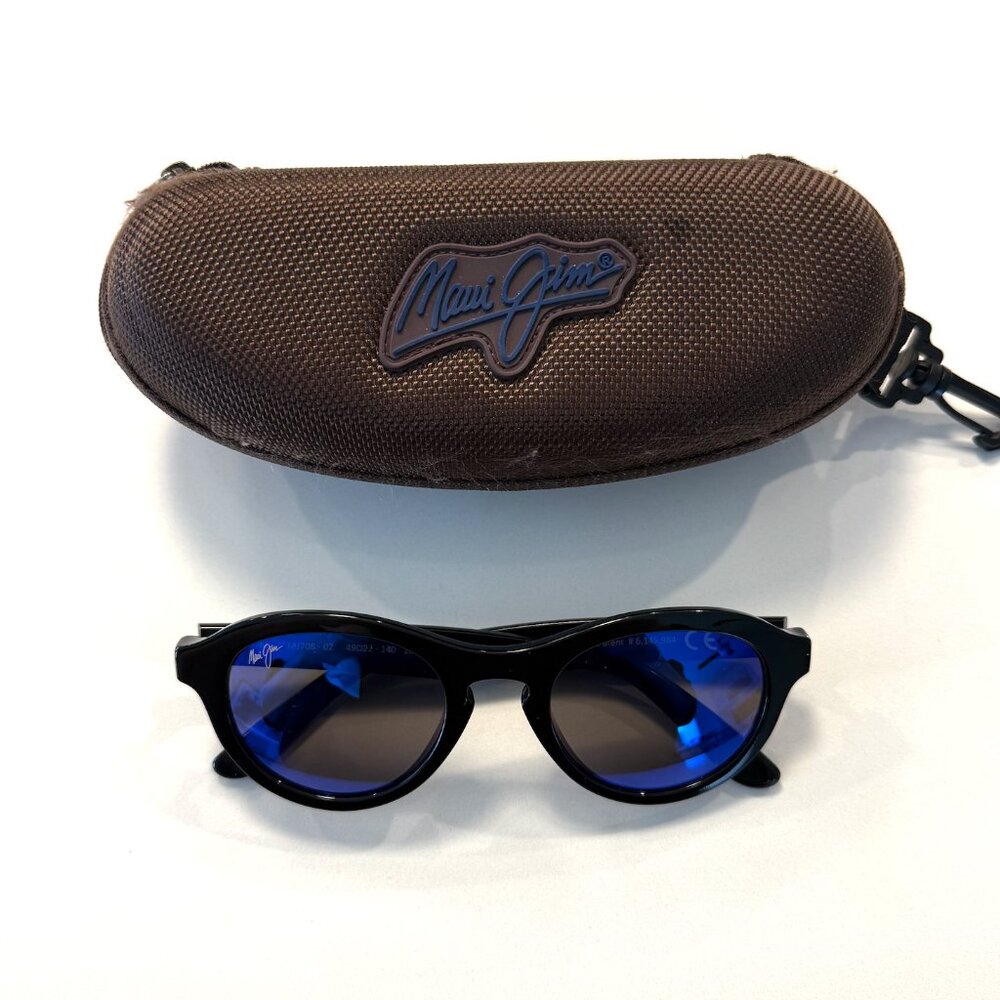 Maui Jim Leia Gloss Black Blue Hawaii Polarized Sunglasses - MJ708 02
